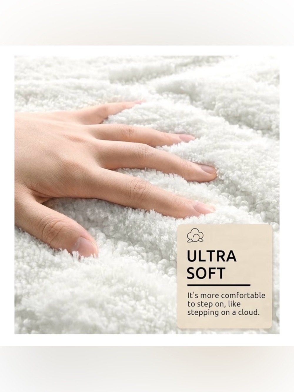 White Bathroom Rugs Runner - 24" x 47" - Picture 4 of 8